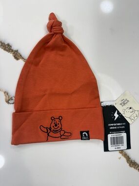 Rags to Raches Orange Winnie the Pooh Knot Baby Hat